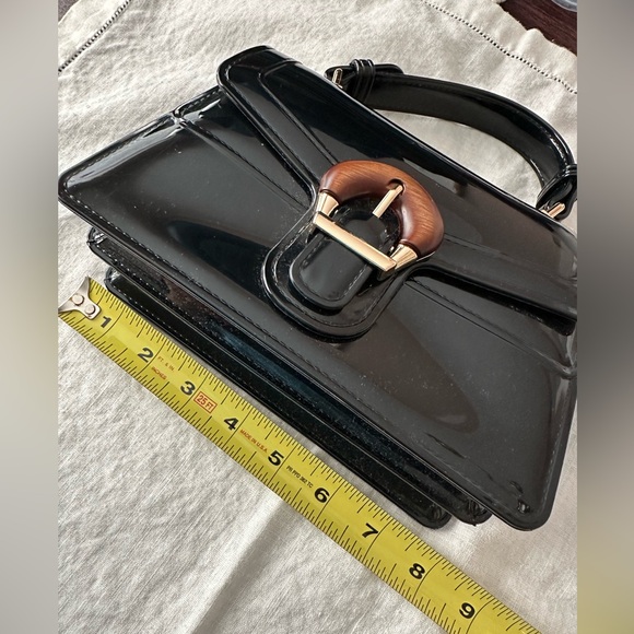 Black Patent Purse with Removable Shoulder Strap - Picture 3 of 9